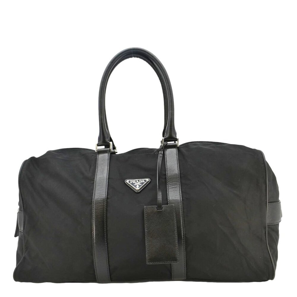 PRADA  Re- Nylon Saffiano Leather Viaggio Duffle Bag Black